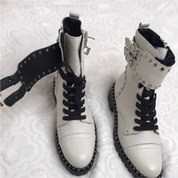 Sam Edelman 5 white Jennifer studded combat boot - Picture 9 of 14